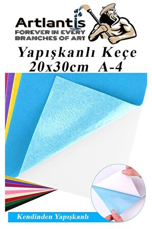 Yapışkanlı Keçe 10 Renk A4 20x30 cm 1 Paket Keçe Yapışkanlı 10 lu Okul Kreş Okul Öncesi Etkinlik Hobi