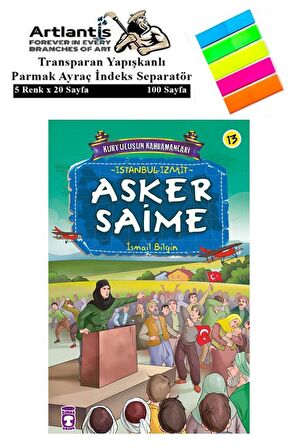 Asker Saime İsmail Bilgin 96 Sayfa Karton Kapak 1 Adet Fosforlu Transparan Kitap Ayraç 1 Paket