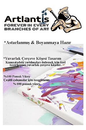 Tuval 40x40 cm Astarlı Kare Tuval 1 Adet Resim Tuvali 40*40 cm Tual Akrilik Boya Yağlı Boya İçin İdeal