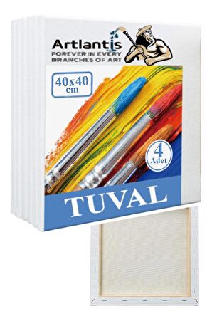 Tuval 40x40 cm Astarlı Kare Tuval 4 Adet Resim Tuvali 40*40 cm Tual Akrilik Boya Yağlı Boya İçin İdeal