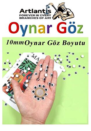 Oynar Göz 10 mm Yüz Seti 48 li 1 Paket Ağız Kulak Burun Bıyık Dudak Plastik Anasınıfı Kreş Etkinlik Hobi Tasarım Elişi