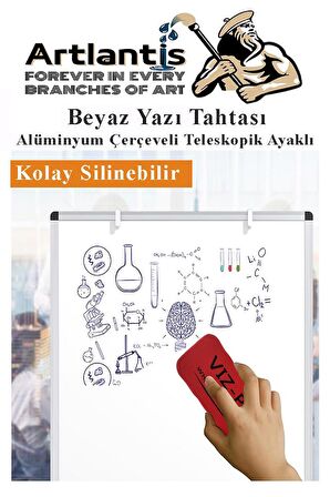 Ayaklı Beyaz Yazı Tahtası 40x55 cm Teleskobik Ayaklı 1 Adet Alüminyum Kolay Silinebilir Ergomik Beyaz Yazı Tahtası