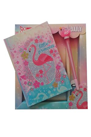 Hatıra Defteri Kilitli Kız Modeli Günlük Defteri Flamingo Hediye Kutulu 80 Yaprak Çizgili 1 Adet