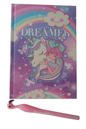 Hatıra Defteri Kilitli Kız Modeli Günlük Defteri Unicorn Hediye Kutulu 80 Yaprak Çizgili 1 Adet Dreamer