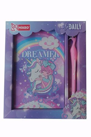 Hatıra Defteri Kilitli Kız Modeli Günlük Defteri Unicorn Hediye Kutulu 80 Yaprak Çizgili 1 Adet Dreamer
