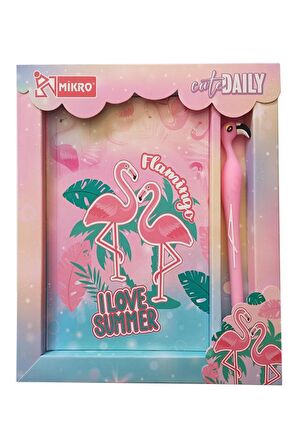 Hatıra Defteri Kilitli Kız Modeli Günlük Defteri Flamingo Hediye Kutulu 80 Yaprak Çizgili 1 Adet I Love Summer