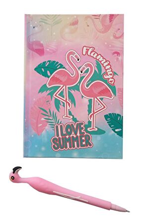 Hatıra Defteri Kilitli Kız Modeli Günlük Defteri Flamingo Hediye Kutulu 80 Yaprak Çizgili 1 Adet I Love Summer