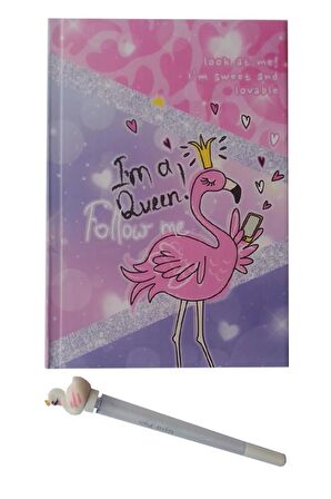 Hatıra Defteri Kilitli Kız Modeli Günlük Defteri Flamingo Hediye Kutulu 80 Yaprak Çizgili 1 Adet I'm A Queen