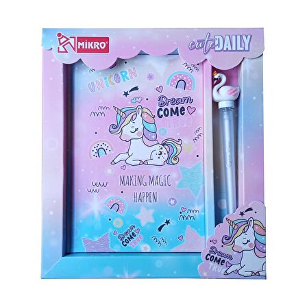 Hatıra Defteri Kilitli Kız Modeli Günlük Defteri Unicorn Hediye Kutulu 80 Yaprak Çizgili 1 Adet Dream Come