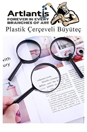 Büyüteç 40 mm 1 Adet 5x Plastik Sap Çerçeveli Büyüteç Merçek Okul Büro Ofis