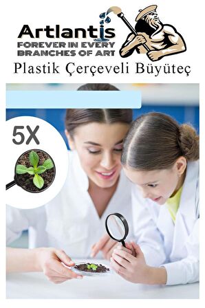 Büyüteç 75 mm 1 Adet 5x Plastik Sap Çerçeveli Büyüteç Merçek Okul Büro Ofis