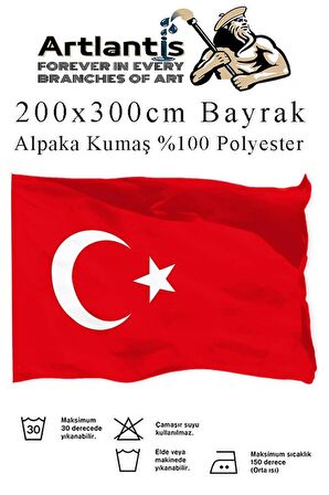 Bayrak 200x300 cm Türk Bayrağı Kumaş 1 Adet Alpaka Kumaş Bez Bayrak Kaliteli Türk Bayrağı Kırmızı Beyaz Bayrak