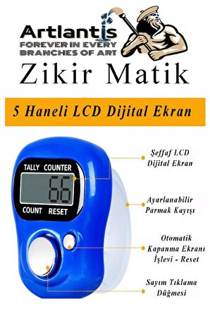 Zikir Matik 2 Adet Hediyelik Dua Tespihat Sayacı Tesbih Pilli Lcd Ekranlı Parmak Yüzük Zikir Matik