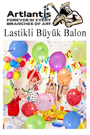 Lastikli Balon Zıpzıp 10 Adet İpli Balon Lateks Büyük Balon Punch Panç Renkli Balon