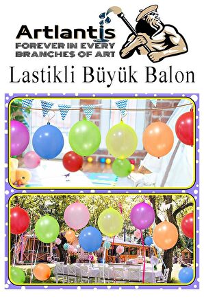 Lastikli Balon Zıpzıp 10 Adet İpli Balon Lateks Büyük Balon Punch Panç Renkli Balon