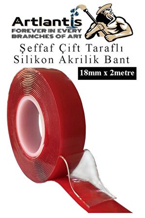 Çift Taraflı Bant Silikonlu Süper Güçlü Çivisiz Montaj Bandı ve Maket Bıçağı 1 Paket 18mm x 2 metre Extra Yüksek Mukavemetli