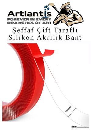 Çift Taraflı Bant Silikonlu Süper Güçlü Çivisiz Montaj Bandı ve Maket Bıçağı 1 Paket 18mm x 2 metre Extra Yüksek Mukavemetli