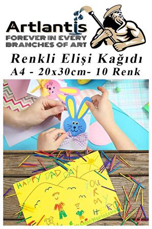 Elişi Kağıdı A4 10 Renk 5 Paket El işi Kağıdı 10 Lu Kreş Ana Sınıfı Okul Öncesi Sınıf Malzemesi