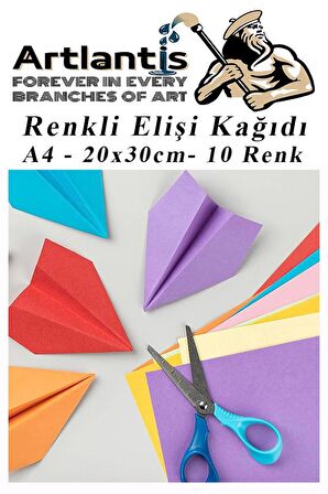 Elişi Kağıdı A4 10 Renk 5 Paket El işi Kağıdı 10 Lu Kreş Ana Sınıfı Okul Öncesi Sınıf Malzemesi