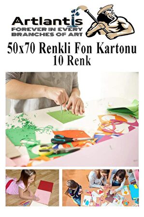 Fon Kartonu 10 Lu 50x70 Cm 3 Paket Arlantis 10 Renk Fon Kartonu 50*70 Okul Sınıf Kreş Anasınıfı