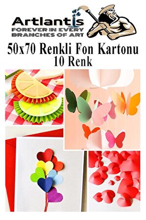 Fon Kartonu 10 Lu 50x70 Cm 3 Paket Arlantis 10 Renk Fon Kartonu 50*70 Okul Sınıf Kreş Anasınıfı