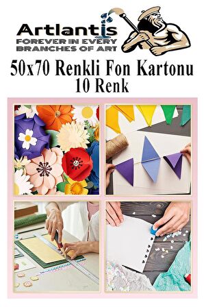 Fon Kartonu 10 Lu 50x70 Cm 3 Paket Arlantis 10 Renk Fon Kartonu 50*70 Okul Sınıf Kreş Anasınıfı