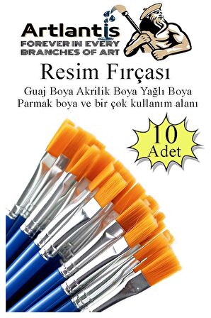 Resim Fırçası 10 Adet Sentetik Fırça Ekonomik Suluboya Akrilik Boya Guaj Boya Yağlı Boya Resim Boyama 