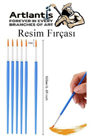 Resim Fırçası 5 Adet Ekonomik Sentetik Fırça Suluboya Akrilik Boya Guaj Boya Yağlı Boya Resim Boyama 