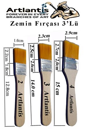 3'lü Zemin Fırça Seti 1 Paket 2-3-4 Numara Zemin Fırçası Akrilik Boya Yağlı Boya Guaj Boya Sulu Boya Sanatsal