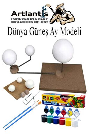 Güneş Dünya Ay Modeli 1 Paket Guaj Boya 6 Renk Fırça Gezegen Maketi Deney Seti Güneş Sistemi Modeli Okul Ders Deney Seti Kendin Yap