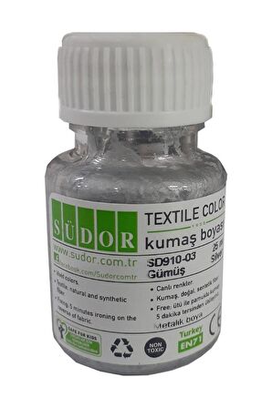 Kumaş Boyası Yaldızlı Simli Tişört Çanta Tekstil Boyası 25 ml 1 Adet Südor Kumaş Boyası Tek Şişe 1 Adet