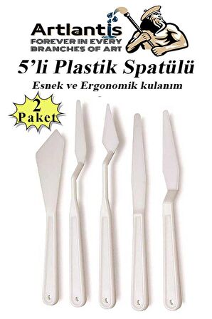 Plastik Spatül 5 Li Set Resim Ve Heykel Plastik Spatula Esnek Plastik Palet Bıçağı 2 Paket