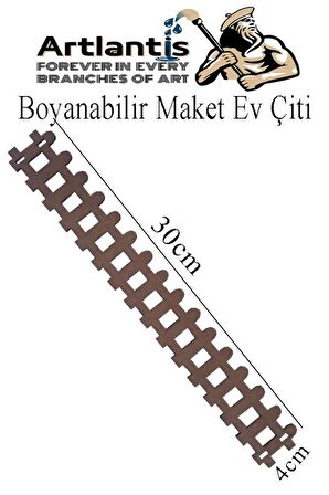 Boyanabilir Ahşap Maket Çit 1 Adet 30x4 cm Dekoratif Minyatür Bahçe Çiti Proje Tasarım Okul Hobi