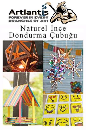 Dar Dil Çubuğu 50 Adet Ahşap Dondurma Çubuğu Naturel Maket Hobi Okul Proje Tasarım