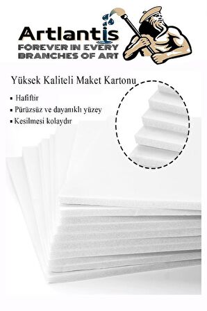 Maket Kartonu Beyaz Fotoblok 3 mm 35x50 cm 5 Adet Hobi Sanat Okul Köpüklü Straforlu Maket Kartonu