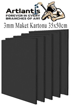 Maket Kartonu Siyah Fotoblok 3 mm 35x50 cm 5 Adet Hobi Sanat Okul Köpüklü Straforlu Maket Kartonu