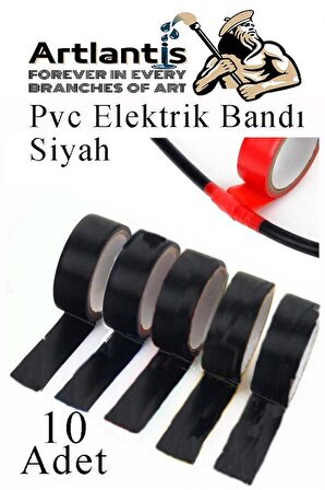 Siyah Elektrik Bandı 10 Adet Pvc İzolo Bant Elektrikçi Bandı Su Geçirmez Isıya Dayanıklı Yalıtım Bandı