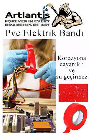 Siyah Elektrik Bandı 10 Adet Pvc İzolo Bant Elektrikçi Bandı Su Geçirmez Isıya Dayanıklı Yalıtım Bandı