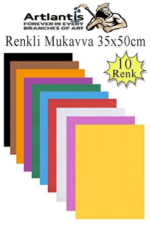 Renkli Mukavva 10 Renk 35x50 cm 1 Paket Sert Renkli Karton 1.0 mm Okul Okul Öncesi Anasınıfı Hobi Etkinlik