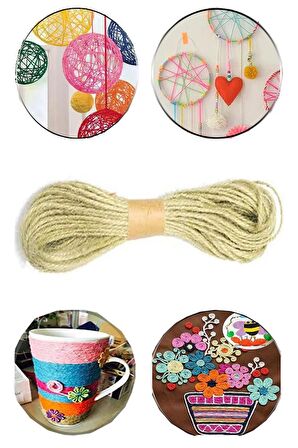 Renkli Jüt Kırnap İpi 10 Metre 1 Adet Mumlu Kırnap İplik Kendir İp Doğal Renkli İp Süsleme