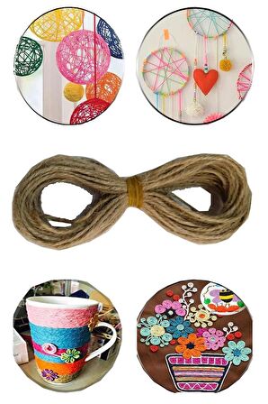 Renkli Jüt Kırnap İpi 10 Metre 1 Adet Mumlu Kırnap İplik Kendir İp Doğal Renkli İp Süsleme