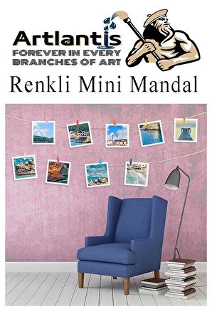 Renkli Mini Mandal Ahşap 100 Adet Renkli Minik Mandal Dekoratif Süsleme Fotoğraf Asma Mandalı Dekarasyon