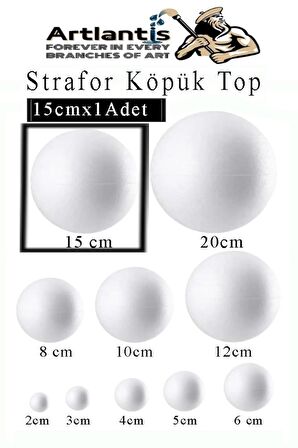 Strafor Köpük Top 15 cm 1 Adet Köpük Top Küre Toplar Yuvarlak Strafor Köpük Top Okul Deney Hobi Sanat