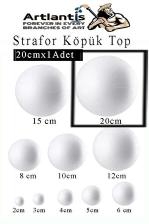 Strafor Köpük Top 20 cm 1 Adet Köpük Top Küre Toplar Yuvarlak Strafor Köpük Top Okul Deney Hobi Sanat