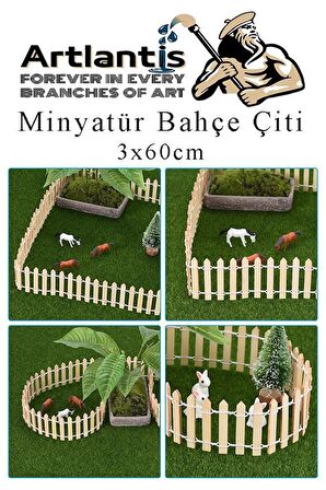 Mini Bahçe Çiti Sarı 3x60cm 2 Adet Dekoratif Minyatir Bahçe Çiti Okul Proje Teraryum Mini Ev Bahçe Çit