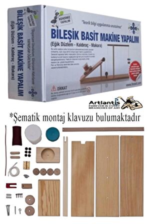 Eğik Düzlem Kaldıraç Makara Bileşik Basit Makine Yapım Seti 1 Paket Okul Deney Fizik Deney Seti 37 Parça