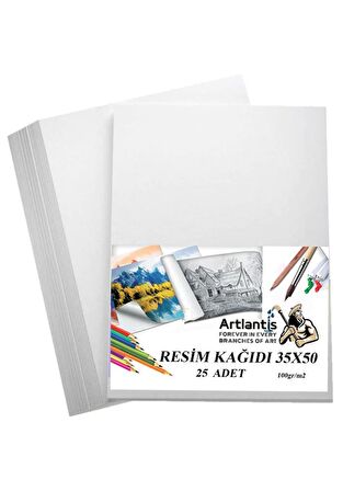 Proje Tüpü Dar 1 Adet 35x50 cm Resim Kağıdı 25 Adet Dereceli Resim Kalemi Bozuka Proje Tüpü Silindir Proje Tüpü