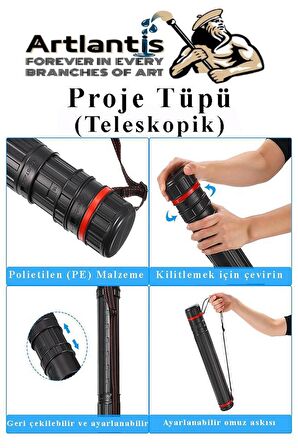 Proje Tüpü Dar 1 Adet 35x50 cm Resim Kağıdı 25 Adet Dereceli Resim Kalemi Bozuka Proje Tüpü Silindir Proje Tüpü