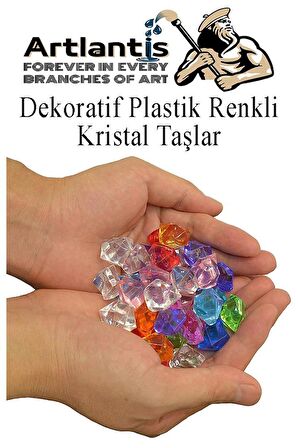 Dekoratif Plastik Renkli Kristal Taşlar 45 li 1 Paket Elmas Taşlar Oyuncak Değerli Taşlar