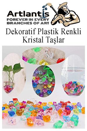 Dekoratif Plastik Renkli Kristal Taşlar 45 li 1 Paket Elmas Taşlar Oyuncak Değerli Taşlar